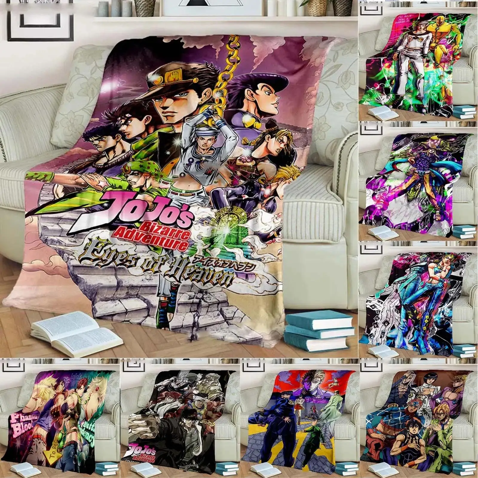 

Плед из флиса с принтом D Print JoJos Bizarre Adventure, мягкий аниме-плед для кровати, дивана, спальни, теплый гобелен-покрывало