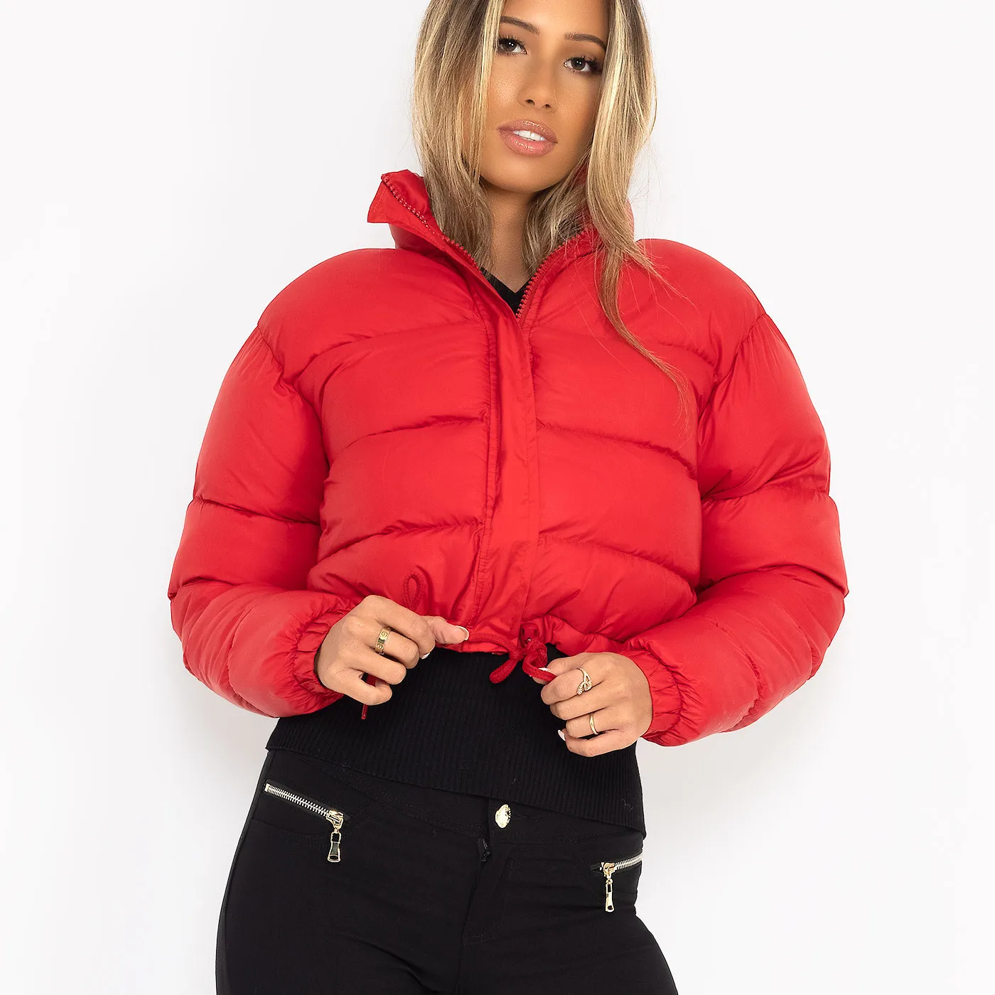 hirigin Women\'s Casual Cropped Puffer Jacket Zip Up Quilted Puffy Short Down Coat Stand Collar Crop Winter Jacket Outwear