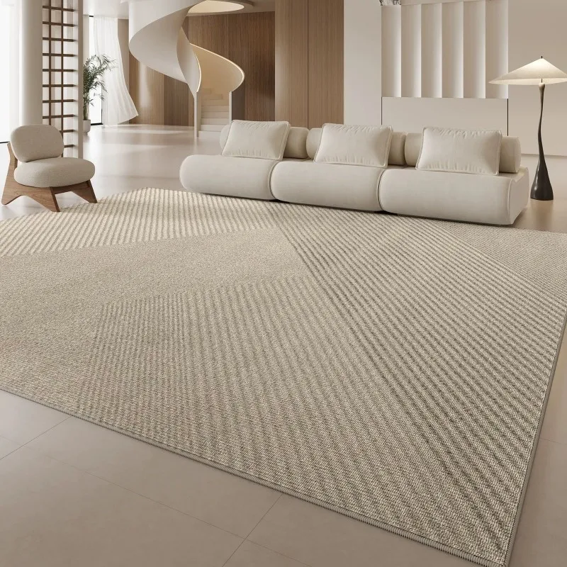 VIKAMA Neutral Diagonal Texture Area Rug Simple Linear Non Slip Washable Carpet Mat for Living Room Bedroom Sofa Home Decor