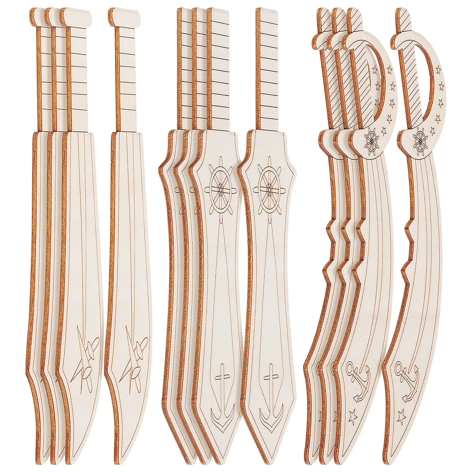 

12 Pcs Pirate Sword Set Medieval Party Favors Costume Cosplay Swords for Boys Halloween Wood