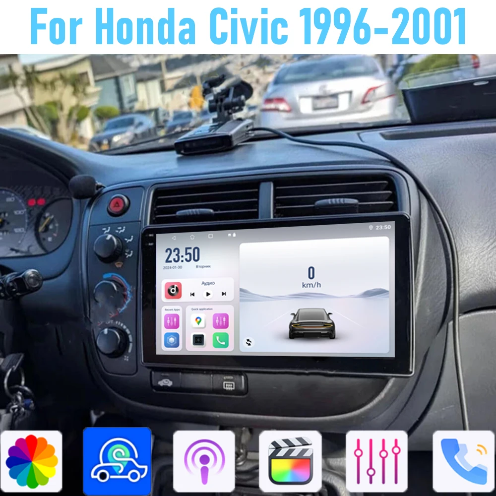 

9'' For Honda Civic 1996-2001 Car Radio Head Unit GPS Multimedia Carplay Android 15 Wireless Navigation Intelligent System BT
