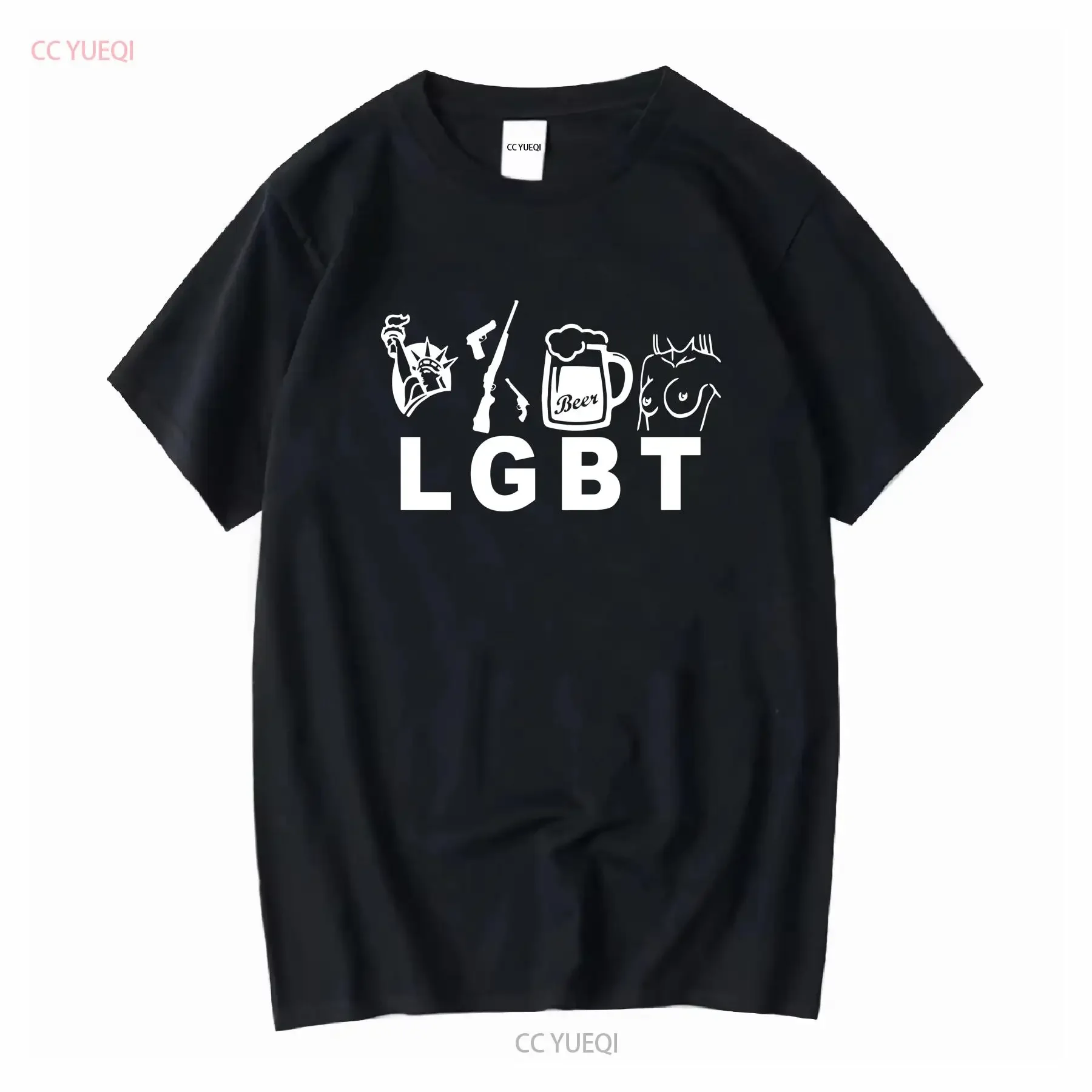 مضحك LGBT إقتباس الحرية البنادق البيرة و Tit الجدة تي شيرت S 5XL طويلة أو قصيرة الأكمام خمر غسلها لينة امتدت عادية