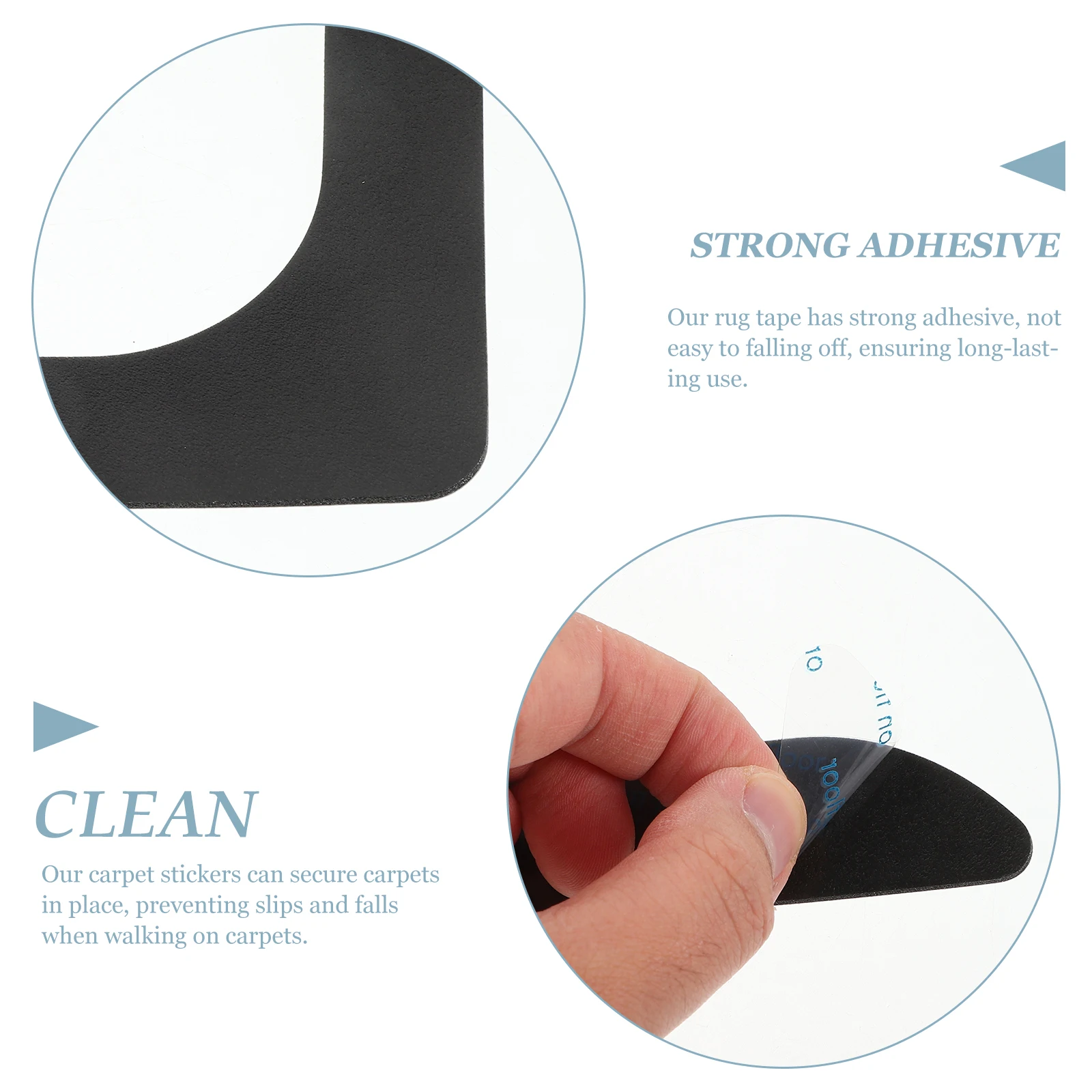 

8 Pcs Sticky Non-slip Stickers Washable Rug Carpet Tape Black Pu Grippers for Rugs