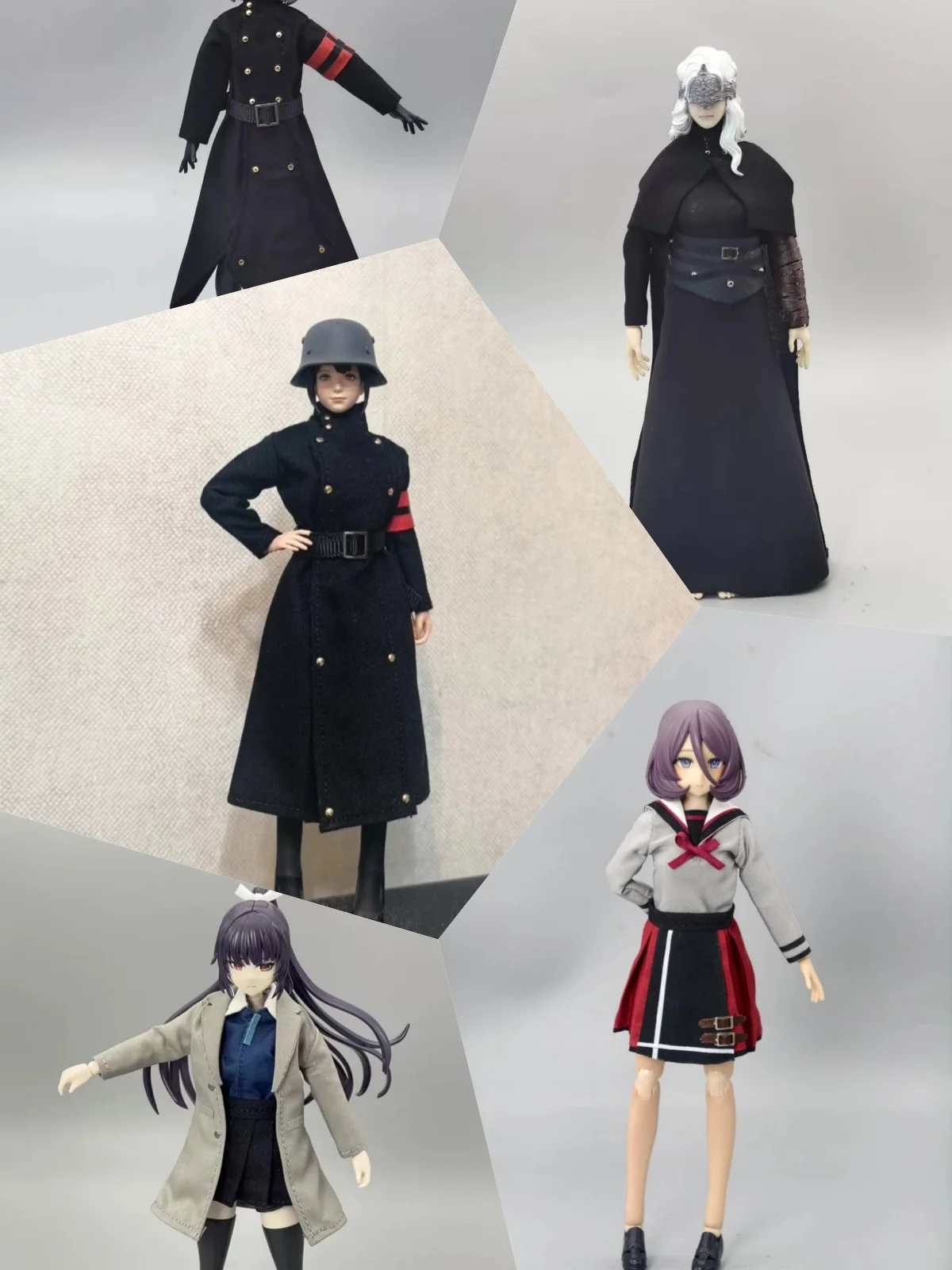 

【Clothing Only】1/12 Scale Female Soldier Clothing Accessories Coat-style Uniform Long Cape Sailor Suit Fit 6''Action Figure Toys