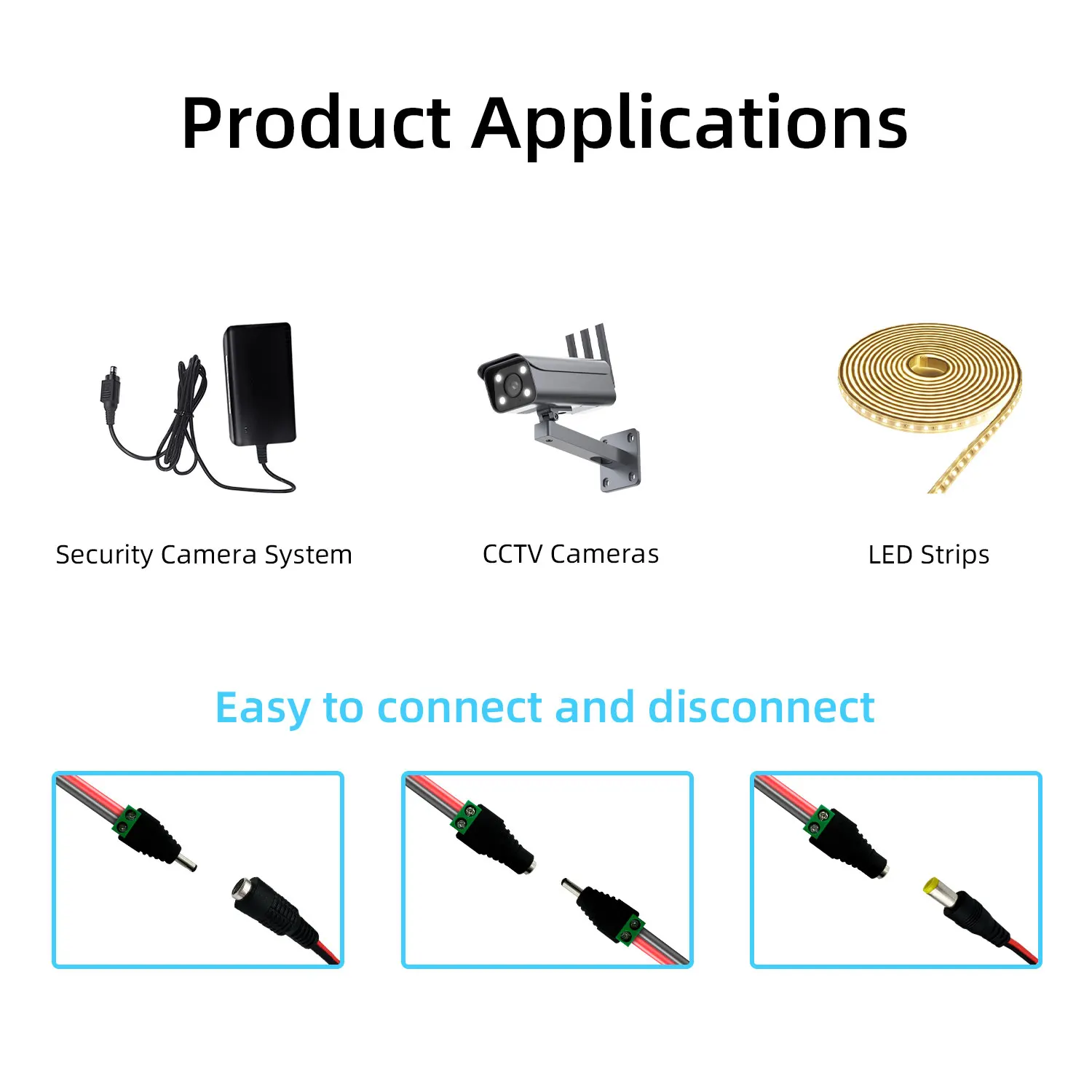 20pcs set DC3.5x1.35mm Power Connector Plug and Jack Set, High Quality Solderless Male and Female Terminals for LEDs/Electronics