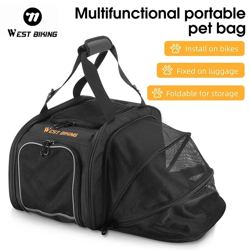 

WEST BIKING Cycling Travel Trunk Bags For Pets Foldable Multifunctional Cat Dog Carrier Handbag Shoulder Bag MTB Bike Rear Bag