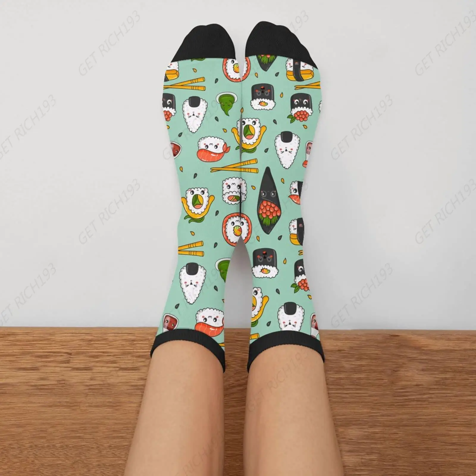 Kawaii Sushi-Socken, lustige Crew-Kleidersocken für Männer und Frauen, bedruckt, Einheitsgröße