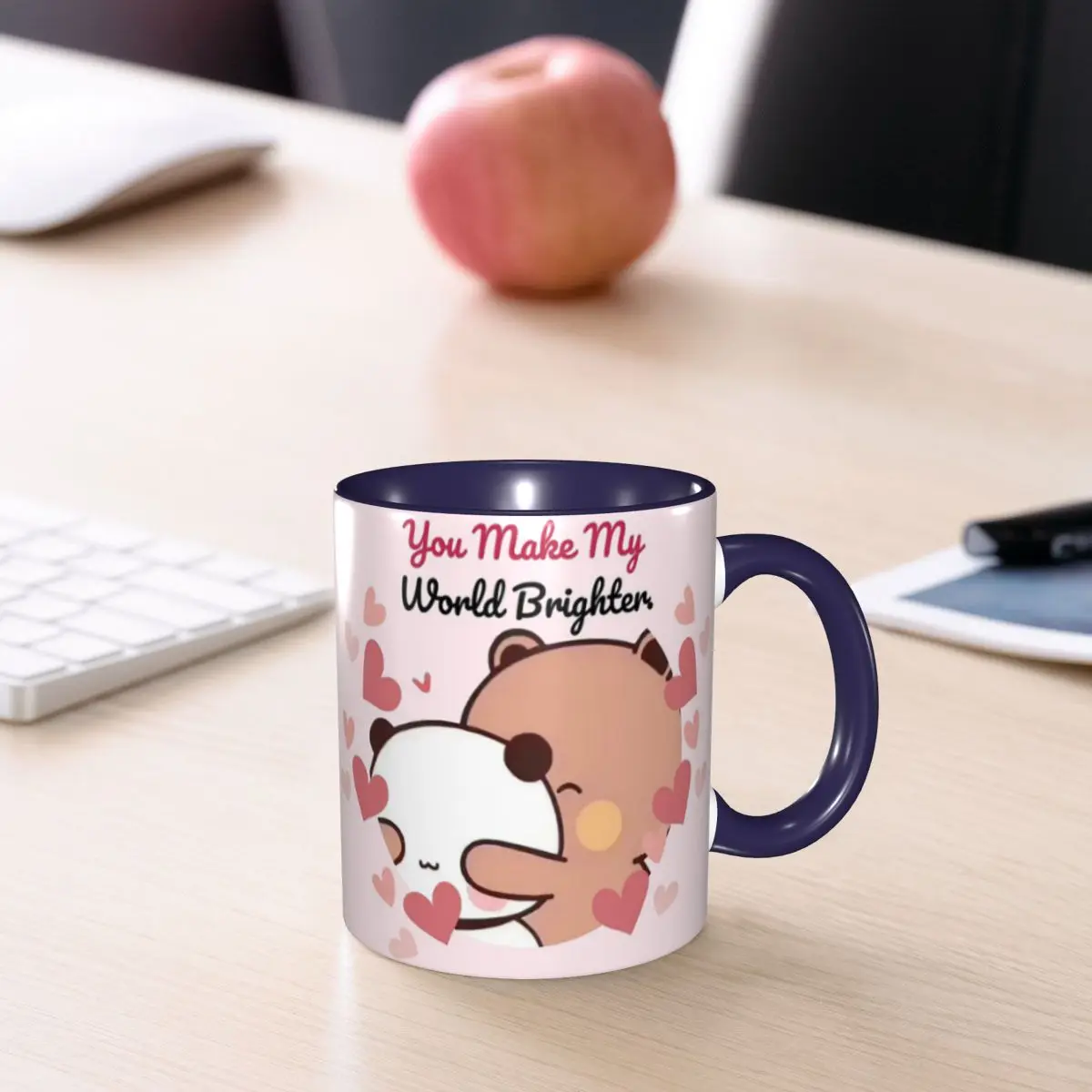 Panda Bear And Brownie True Love Happy Birthday BUBU DUDU Mug Ceramic Coffee Cups Tea Mugs Milk Cup Drinkware Gift for Woman Man