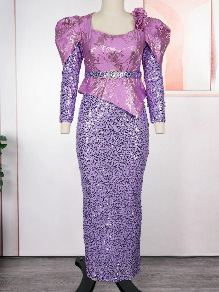 

Elegant African Dresses For Women Luxury Sequin Evening Gown Plus Size Turkey Wedding Party Dress 2025 New Africa Clothing