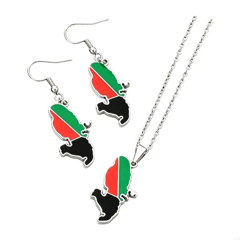 Vintage Theme Jewelry Set Ethnic Fashion Earrings Necklace Oil Drop Design Suitable for Various Outfits