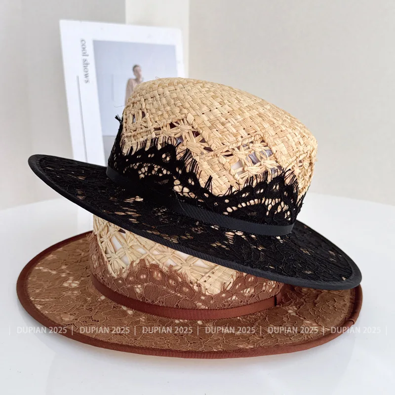 Mode Neue Sommer Japanische Spitze Bast Stroh Hut Für Frauen Casual Strand Hut Breiter Krempe Luxus Hochzeit Im Freien Hut – Detail 2