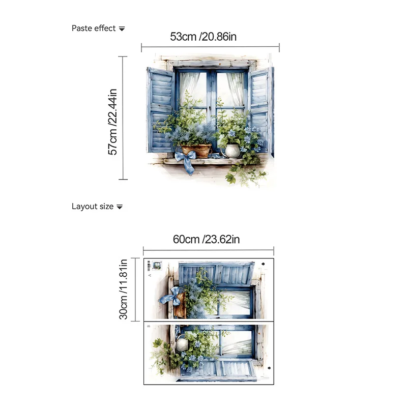 Blue PVC Wall Decals, 23.6x11.8