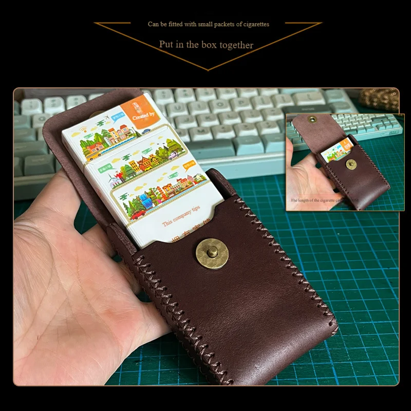 Vintage 100s slim Cigarette box Storage Bag Handmade Leather Cigarette Case Classic Charm Men's Smoking Accessories Fine Gifts