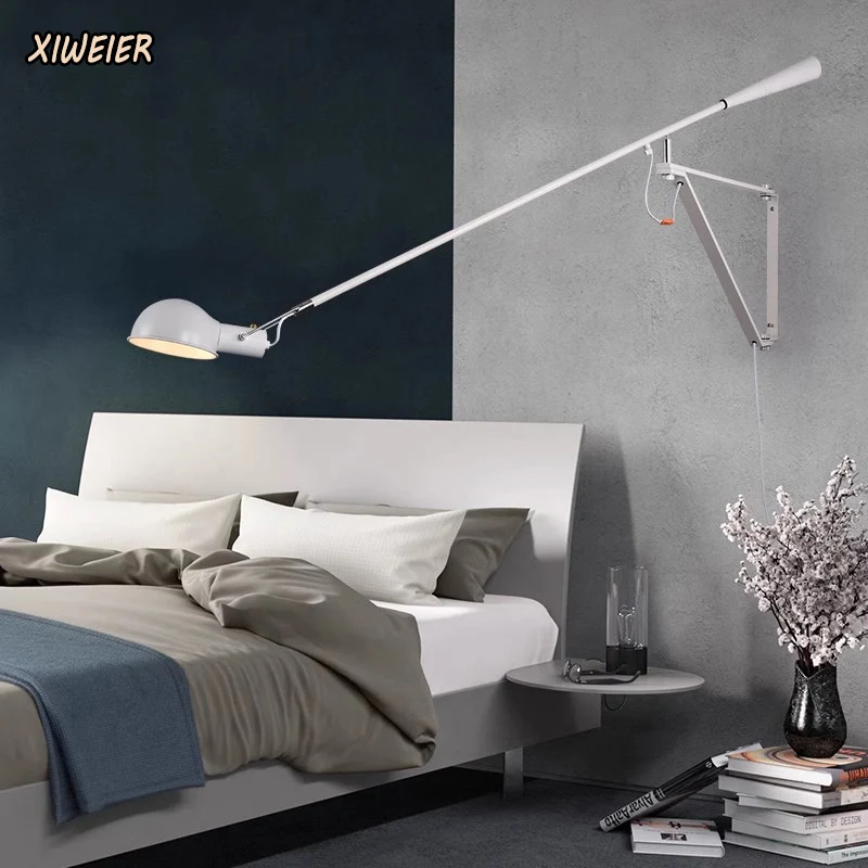 Imagem -02 - Criativo Braço Longo Ajustável Bedhead Light Postmodern Long Pole Wall Lamp Personalizado e Simples Nórdico Designer