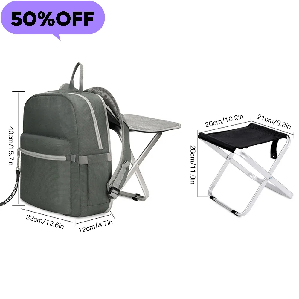 

2 in 1 Folding Fishing Chair Bag Backpack Lightweight Backpack Stool Combo Backpack for Camping Fishing Hiking Picnic BBQ