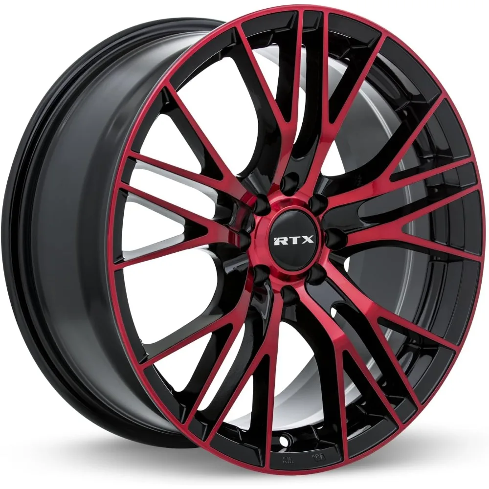 Pack of 4 RTX Rims 82316 Vertex Black Machined Red Rim | 17 inch wheel | 17x7.5 inch 5x114.3 40 mm offset | Passenger car wheels