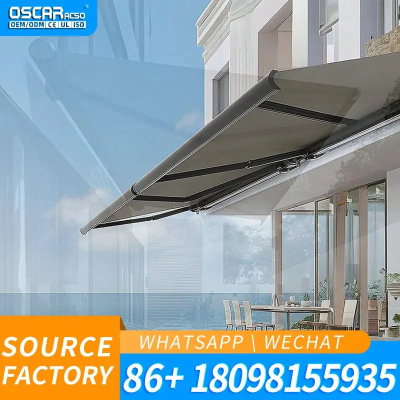 Wireless Remote Control Motorized Retractable Electric Folding Awnings for Patio Garden Balcony Shade Cover Retractable Awning