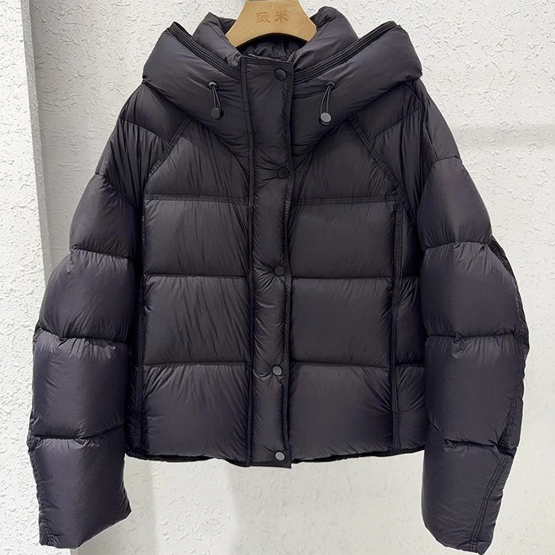Solid Zipper Drawstring Puffer Jacket Quilted Water-Resistant Loose 2026 Winter/Fall Warm Women Outerwear Daily Causal Lady Coat