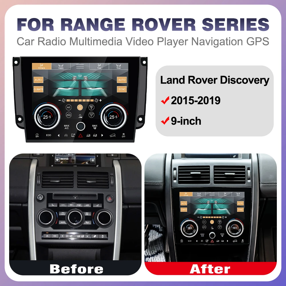 NAVIGUIDE 9'' For Land Rover Discovery 2015-2019 Car Digital AC Screen Panel Climate Control Monitor Display Auto Conditioning