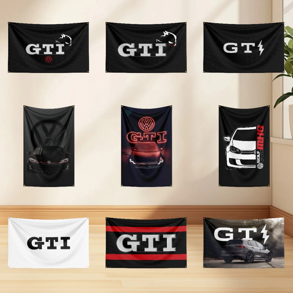 

3x5ft G-GTI Flag Professional Car Motorcycle Flag Polyester Digital Printing Cars Flagge Banner For Decoration Garage