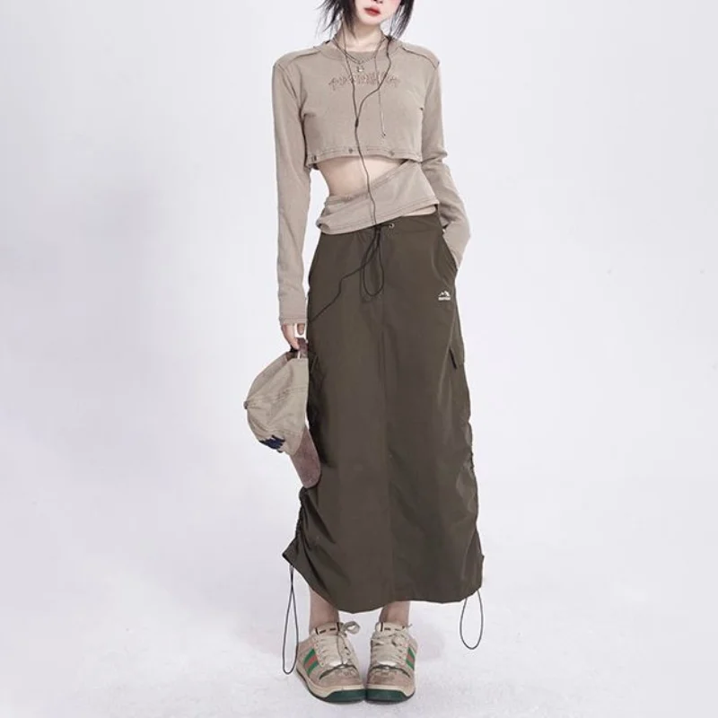 

2024 Workwear Half Body Mid Length Skirt for Women's Autumn and Winter Sports Style Mid Length Skirt