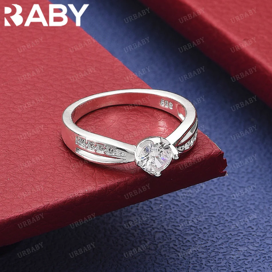 

Кольцо URBABY из стерлингового серебра 925 пробы с цирконами, размеры 7-10, модное ювелирное украшение, очаровательное, элегантное, благородное, свадебный аксессуар