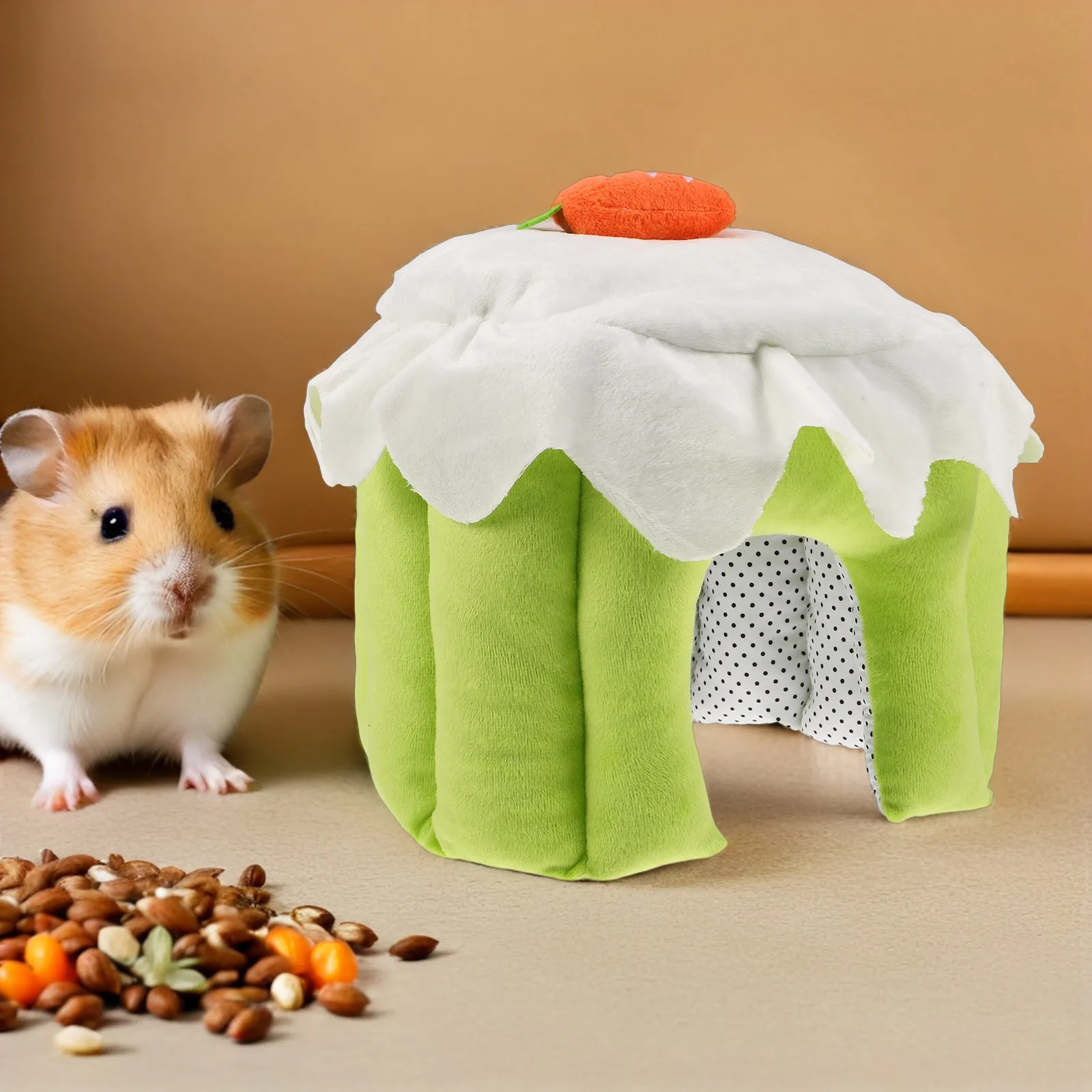 Chinchilla Hideout Round Pet Sleeping Bed No-Bottom Design Cozy Warm Winter Nest for Bunny Rat Gerbil Mouse Small Pets Washable