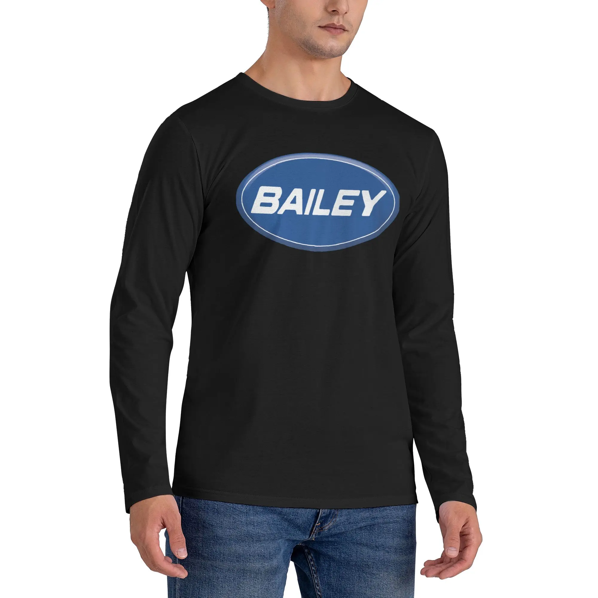 

Bailey Caravan Мужская футболка с длинными рукавами Дышащие футболки с круглым вырезом Весенние и осенние мужские топы