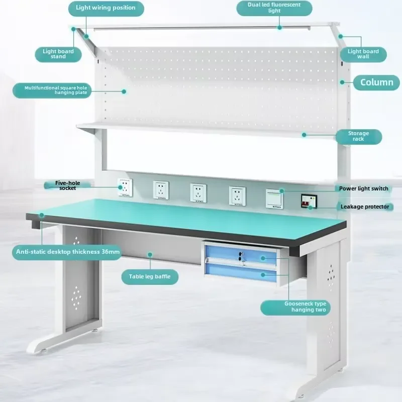 Hot Sale 2026 Heavy-Duty ESD Anti-Static Workbench Stainless Steel Factory Maintenance Table School Workshop Commercial