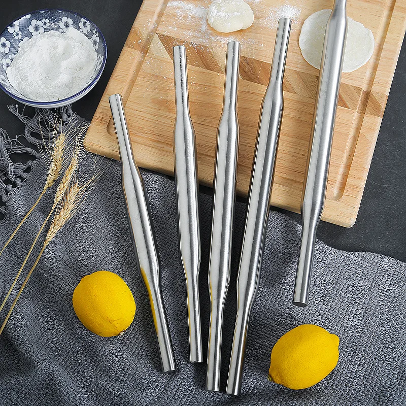 Stainless Steel Rolling Pin Kitchen Kneading Stick Multifunctional Lengthened Noodle Pressing Sticks Household Baking Tools