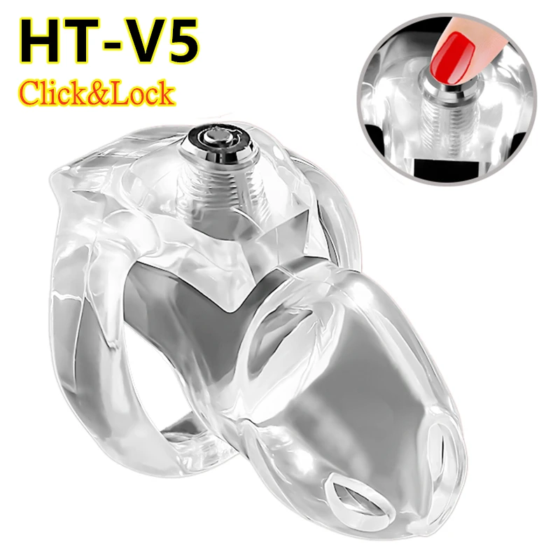 2023 New HT-V5 Click&Lock LMale Chastity Device,Penis Sleeve,Cock Cage,Penis Rings,BDSM Bondage Adult Sex Toys For Man Gay