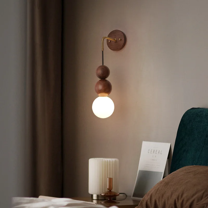 

Ancient Style Light Luxury Living Room Background Wall Bedroom Headboard Walnut Japanese Retro Copper Hallway Wall Lamp