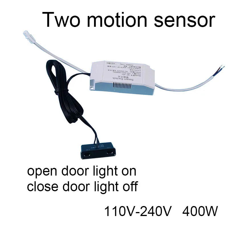 

Датчик движения 110–240 В и переключатель датчика движения ДВА — автоматическое включение/выключение, макс. 400 Вт, для управления промышленным освещением шкафа/гардероба