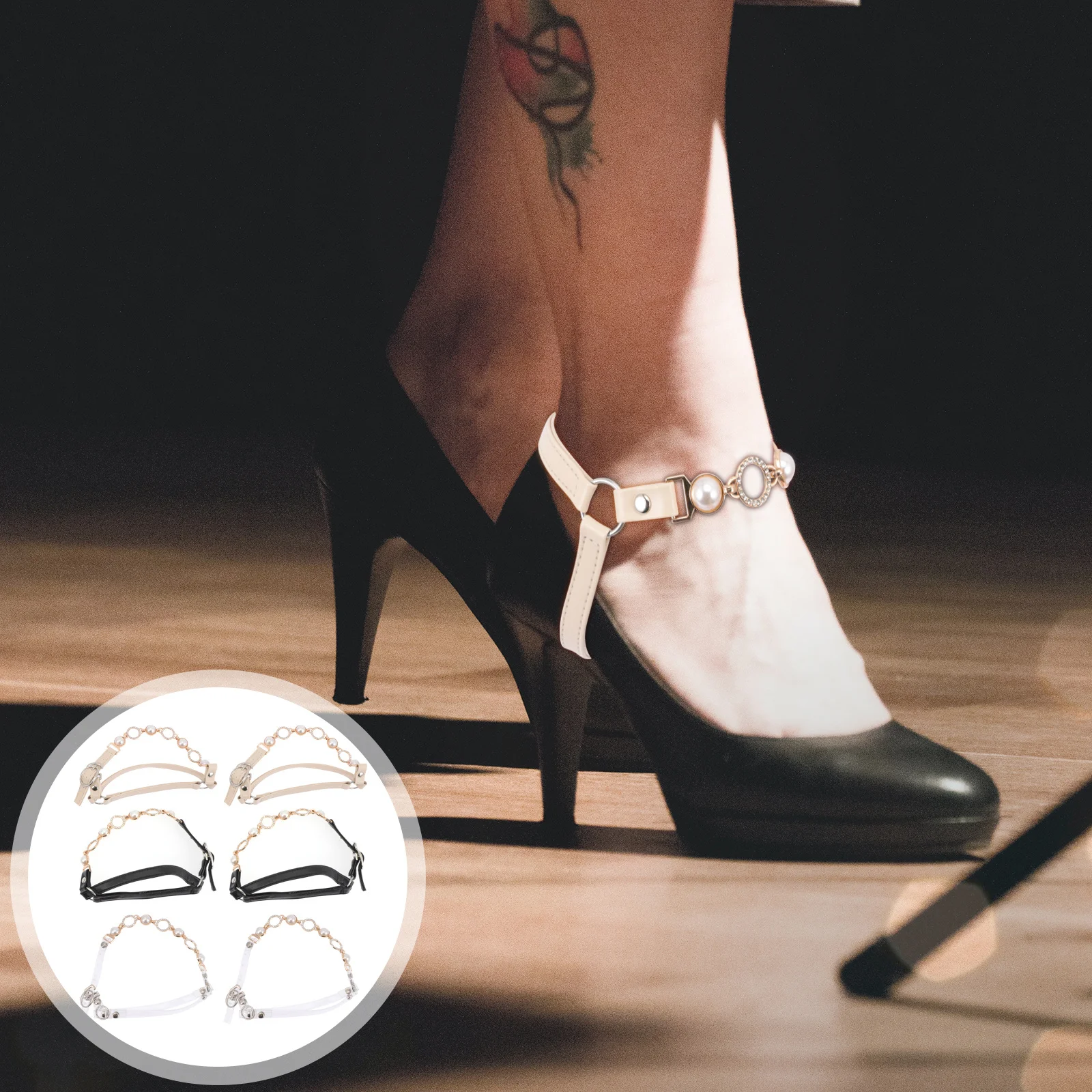 

3Pairs Anti-Drop Shoe Straps Detachable PU Silicone Ankle Straps for Women High Heel Non-Slip Stability High Heel Shoelace