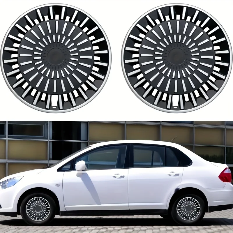 

4PCS 16" Car Wheel Cover Hubcap Black Radiating Rim Protectors Sporty Wheel Trim Replacement for Universal Sedans SUV Universal