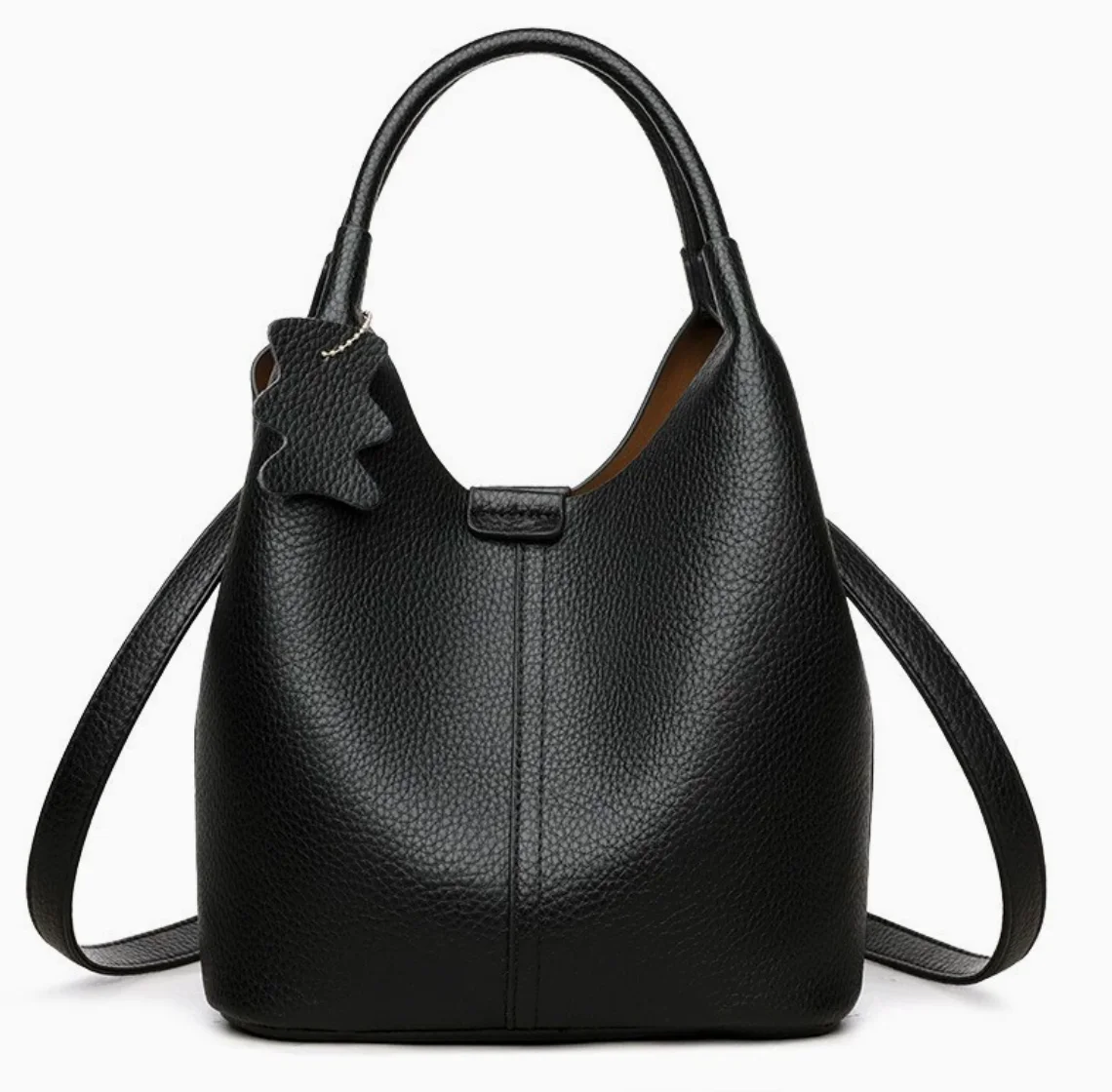 Soft Leather Bucket Bag Women Crossbody Shoulder Handbag Fashion Versatile Lightweight Casual Daily Tote