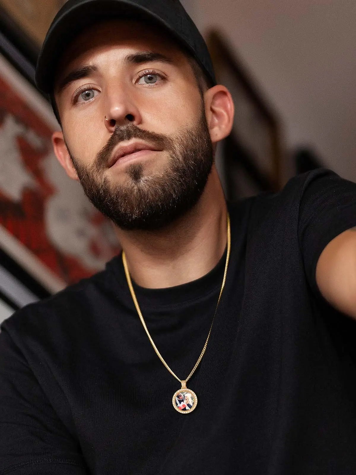 Kostenlose Anpassung Logo personal isierte benutzer definierte Foto Kreis Medaille Anhänger Hip Hop Schmuck Frauen Männer Erinnerung Bild Halskette Anhänger – Detail 12