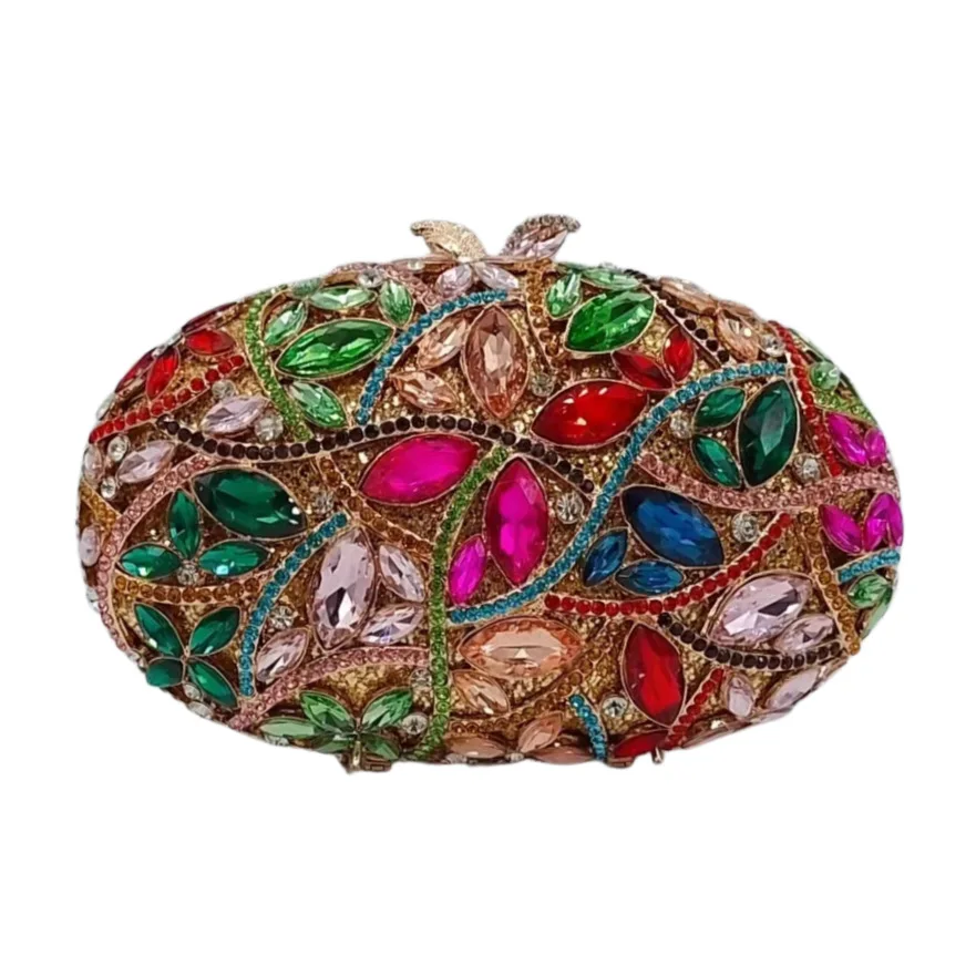 

Metal Hollow Diamond Dinner Bag Dress Rhinestone Handle Women's Stone Clutch Bag Crystal-Embellished Party Clutch Bolso De Mujer