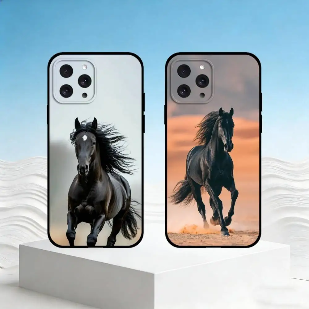 

H-horse Phone Case For iPhone 17,16,15,14,13,12,11 Plus,Pro Max,SE4Soft Silicone Black Cover