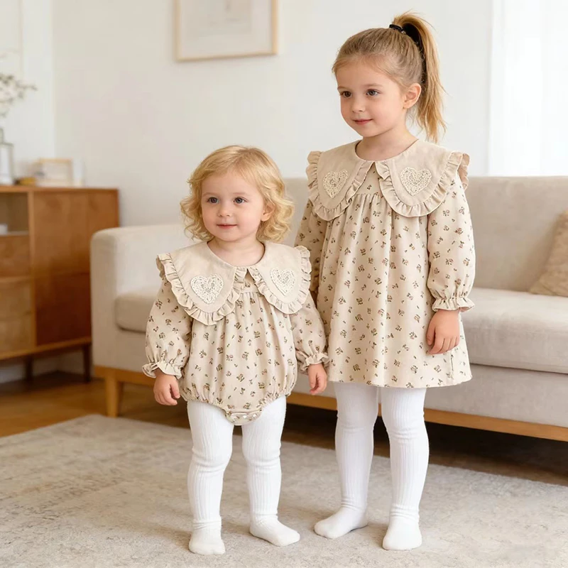 2026 Neue Frühjahrskollektion 0-24M Baby Mädchen Herz-Bodys Langarm Baumwolle Bedruckt Neugeborene Baby Mädchen Strampler Baby Mädchen Kleidung – Detail 1