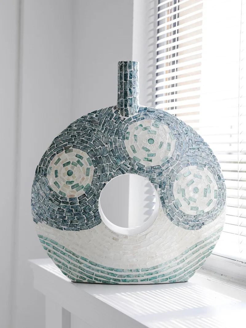 large shell decorative vase living room creative high-end art ornament desktop simulation dried flower arrangement device