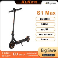 KuKirin S1 Max Electric Scooter 350W Motor 36V 10.4Ah  8 inch Tire 39km Max Range Foldable 2025 for adult urban E-Scooter