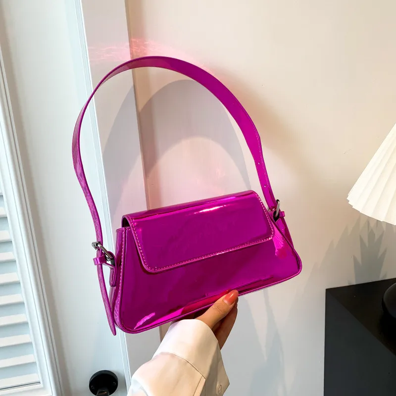 2025 Chic Female Underarm Bags New Fashion Tote Bag Women Luxury Designer Handbags Bright Paint PU Bag Classics Shoulder Bag