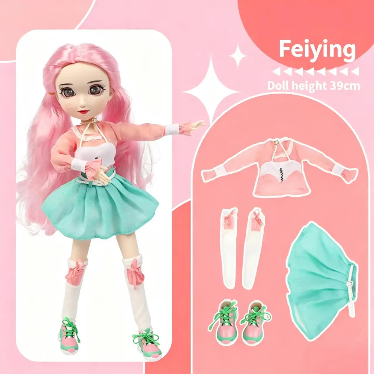 

Fashion Doll Original 5-inch BJD Doll: Beiji Dihua'er Cute Art Figure with Articulated Joints and Doll Clothes