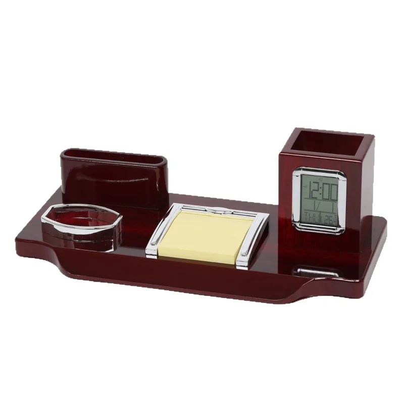 

Light luxury gift desktop desk with pen holder, electronic clock, sticky notes, practical desktop ornament