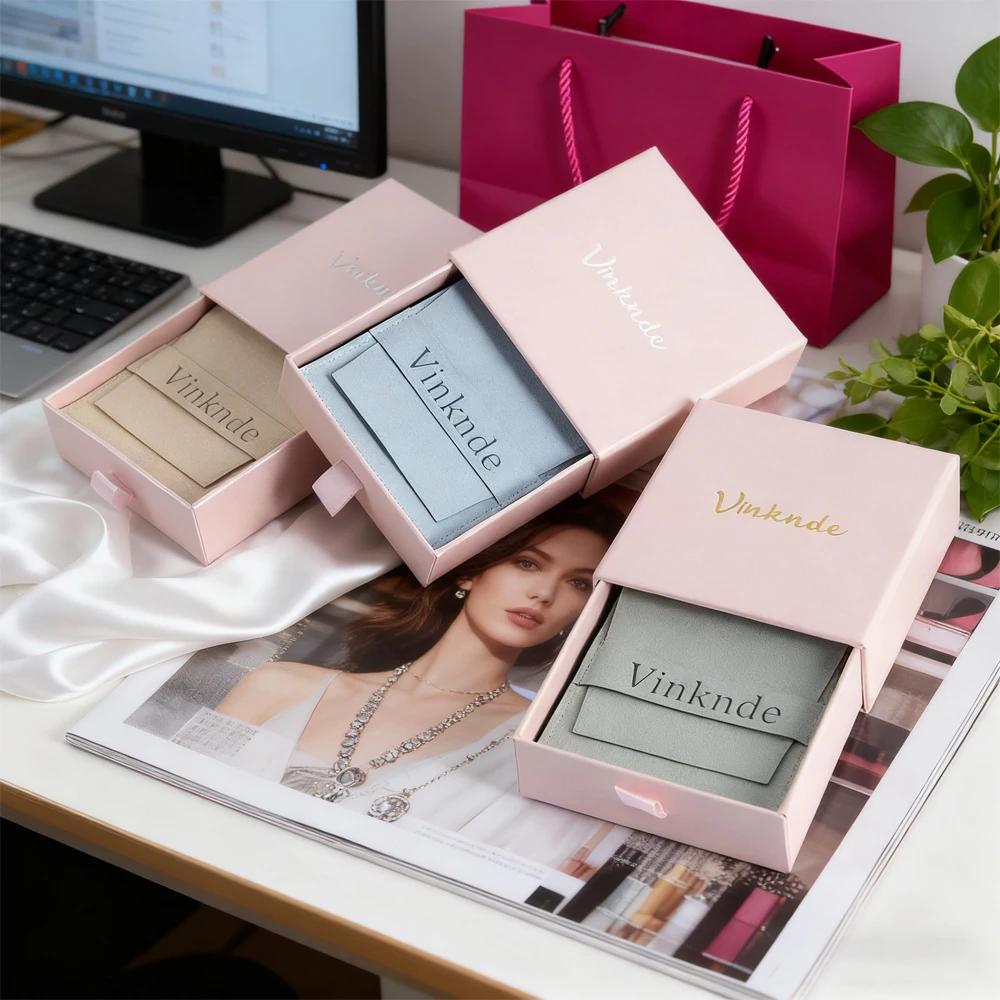 

Personalized Jewelry Packaging Box Gift Display Bag 8x8x2.5cm Drawer Paper Jewellry Boxes For Earrings Ring Pendant Bracelet