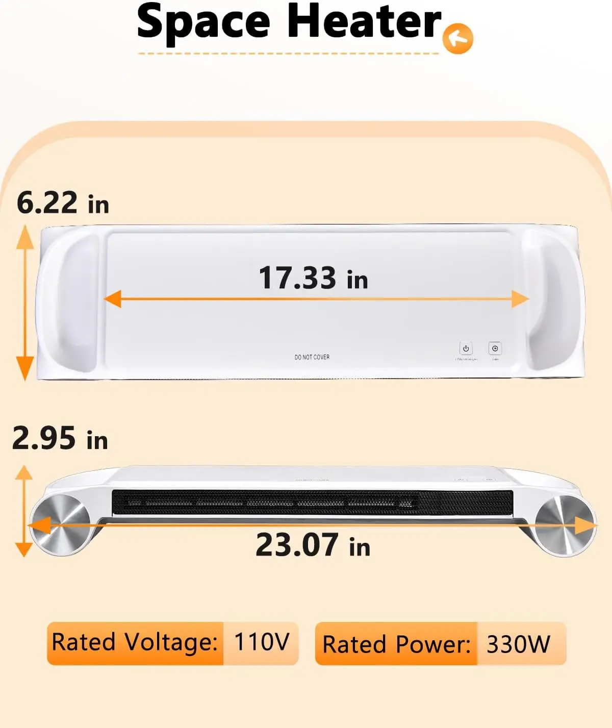 Schreibtischheizung 330 W, 2-in-1 mit USB-Aufladung und Aufbewahrung, Weiß