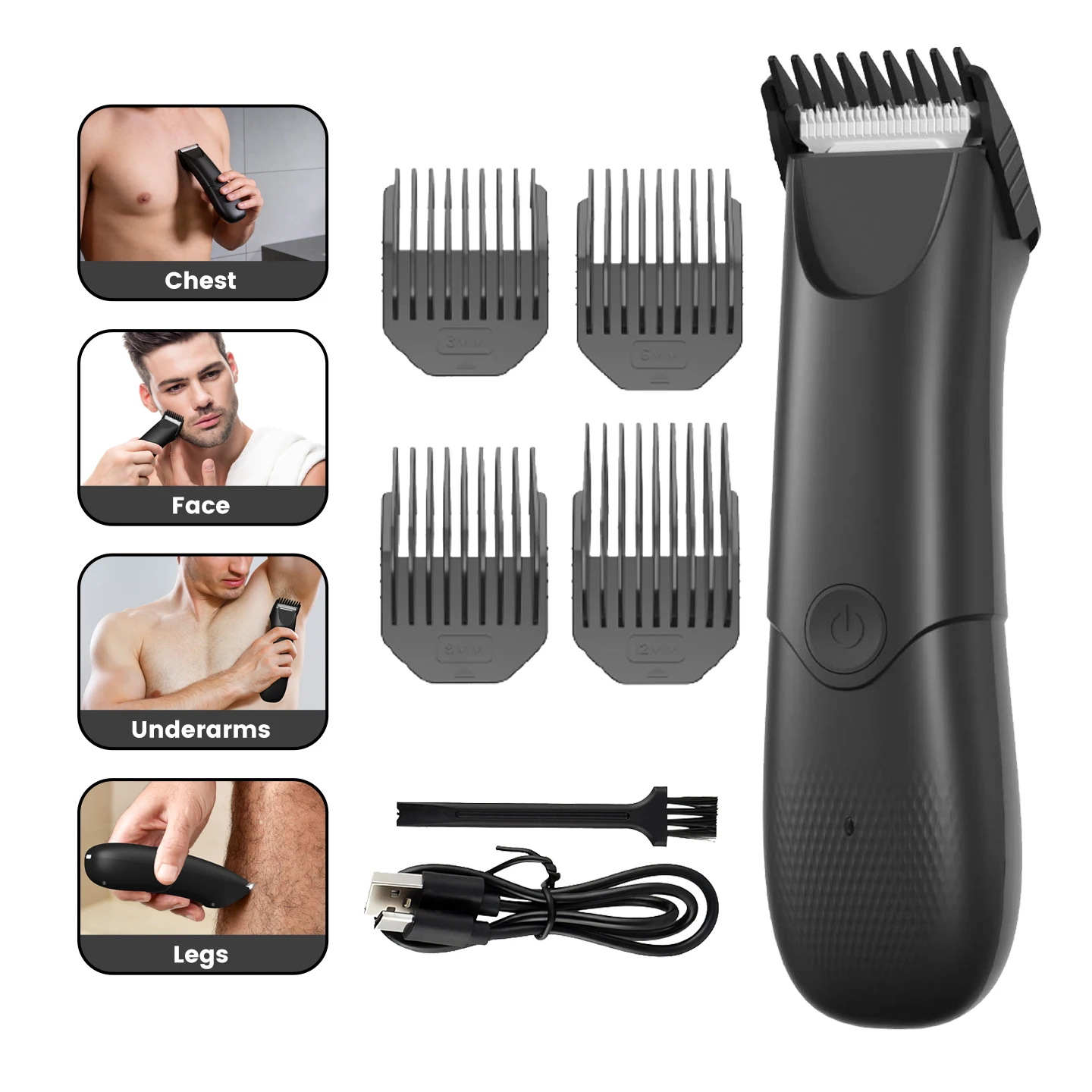 OMUONE Electrical Shaver for Men Body Hair Shaver Private Area Trimmer Type-C USB Rechargeable Shaving Beard Machine