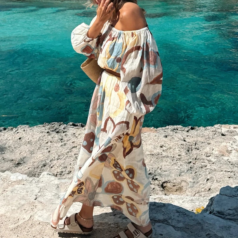 

Lady Daily Commuting Sets Spring Summer New One-shoulder Tops Long Skirts Matching Set Leisure Loose Women's Vacation Outfits