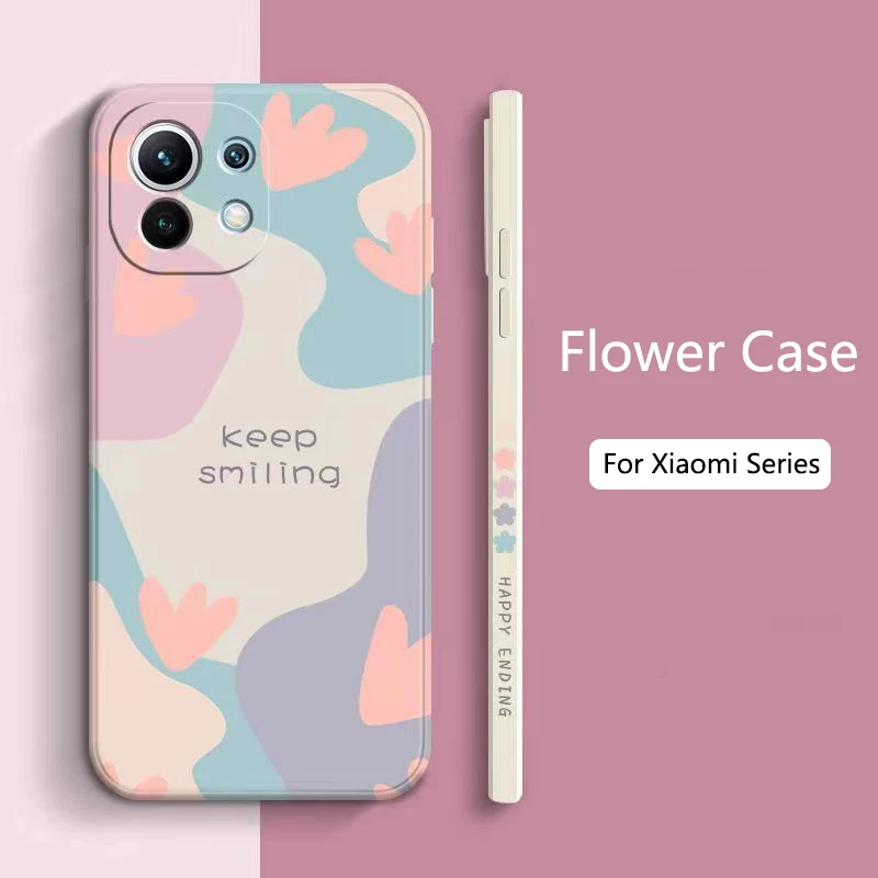 For Poco F6 F5 X5 X6 M6 Pro Cartoon Flower Phone Case For Xiaomi Mi 13 12 11 Lite 14T 14 13T 12T Shockproof Soft Silicone Cover